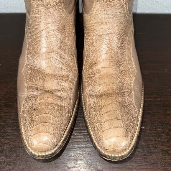 Vintage Rios Of Mercedes 4719 Classic Ostrich Leg Cream Cowboy Boot Men’s 13.5 A main image 10